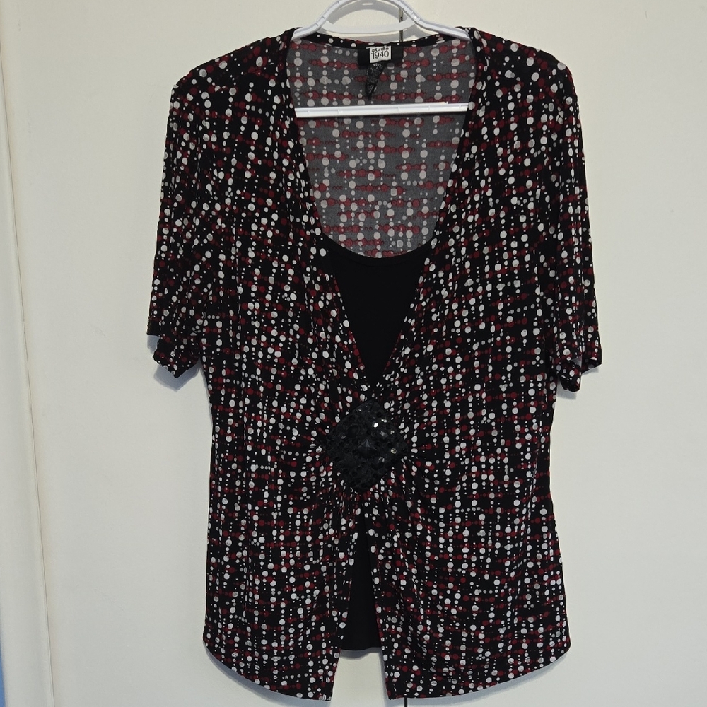 Studio 1940‎ Black and Red Polka Dot Blouse